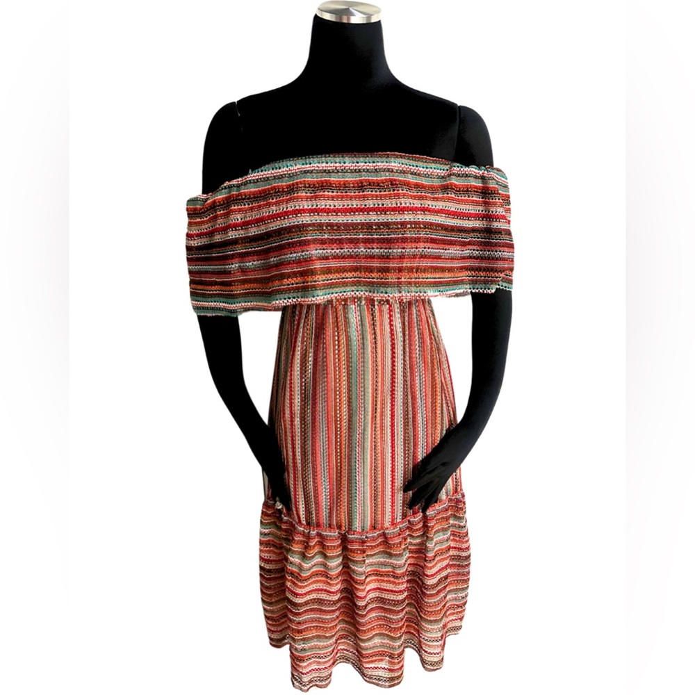Sam Edelman Orange and Pink Ruffled Tiered Sundress